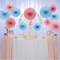 Hanging Paper Fans Party Set, Round Pattern Paper Garlands Decoration for Birthday Baby Girl Shower Graduation Bachelorette Valentine's Day, Set of 6 (Pink)